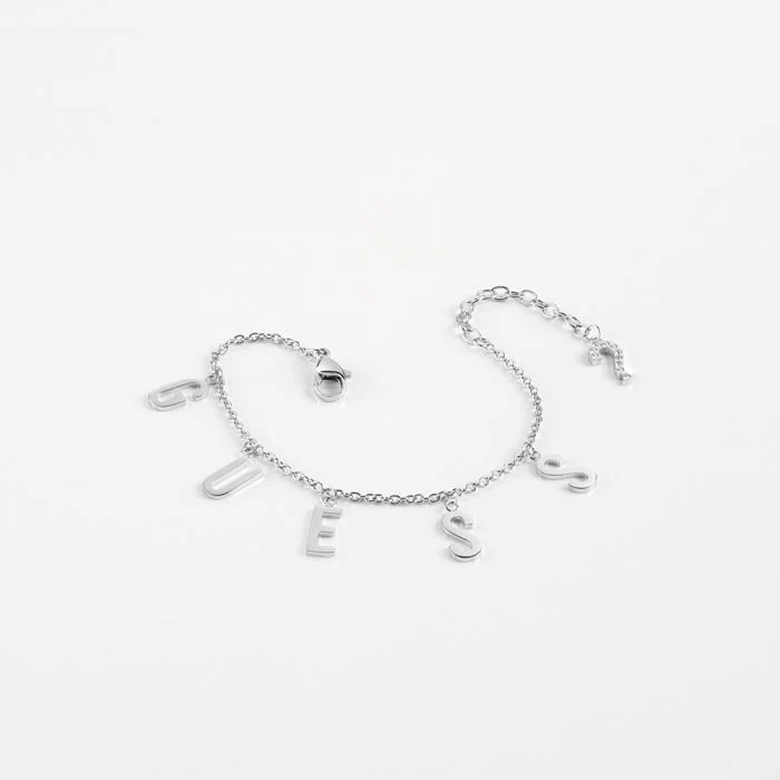 GUESS Pave Letter Charm Bracelet SST - Image 3