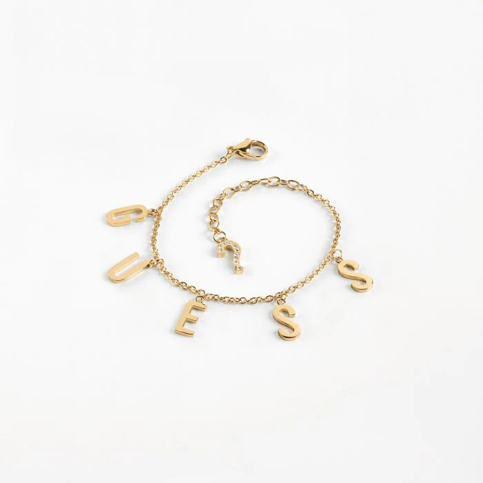 GUESS Pave Letter Charm Bracelet SSt+GP - Image 3