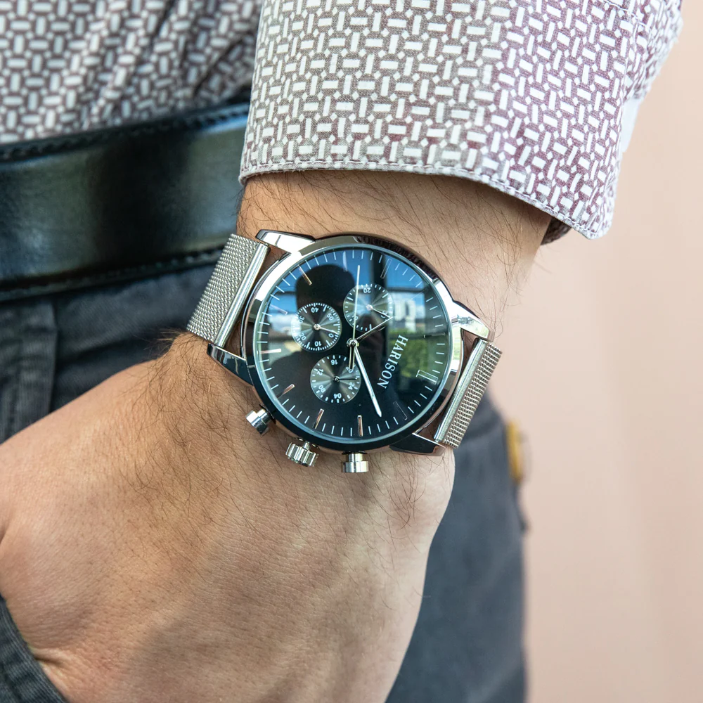 Harison Crew G0099SNS Stainless Steel Watch with Decorative Sub-Dials - Image 2