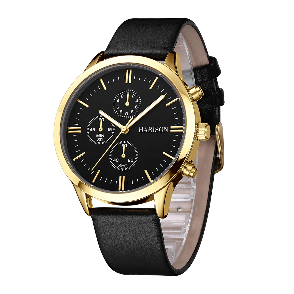 Harison Ezra GH025-YBB 40mm Black Leather Watch - Image 2