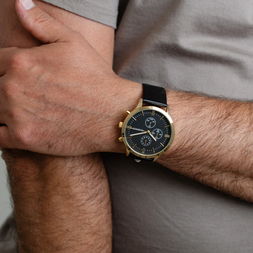 Harison Ezra GH025-YBB 40mm Black Leather Watch - Image 5