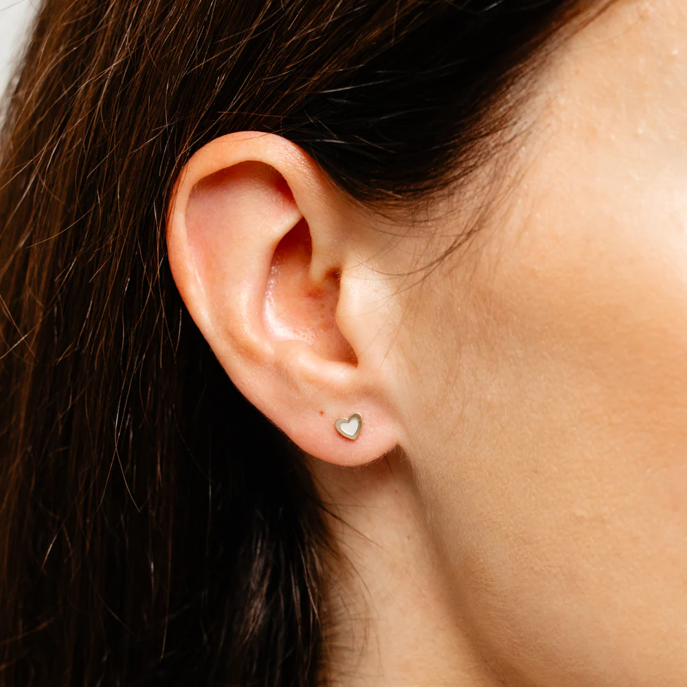Heart Stud Earrings in 9ct Yellow Gold - Image 2