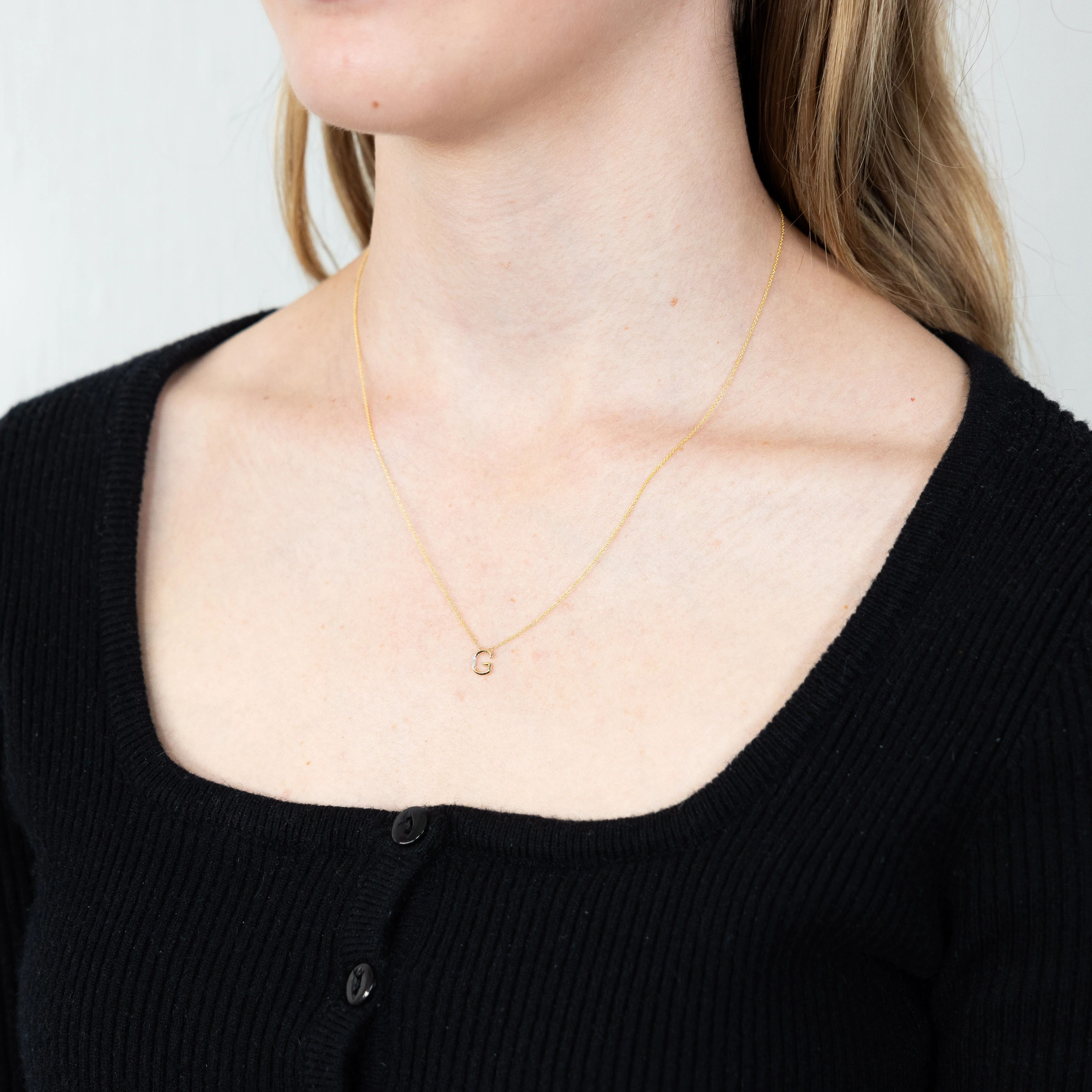 Initial G Diamond Pendant in 9ct Yellow Gold - Image 2