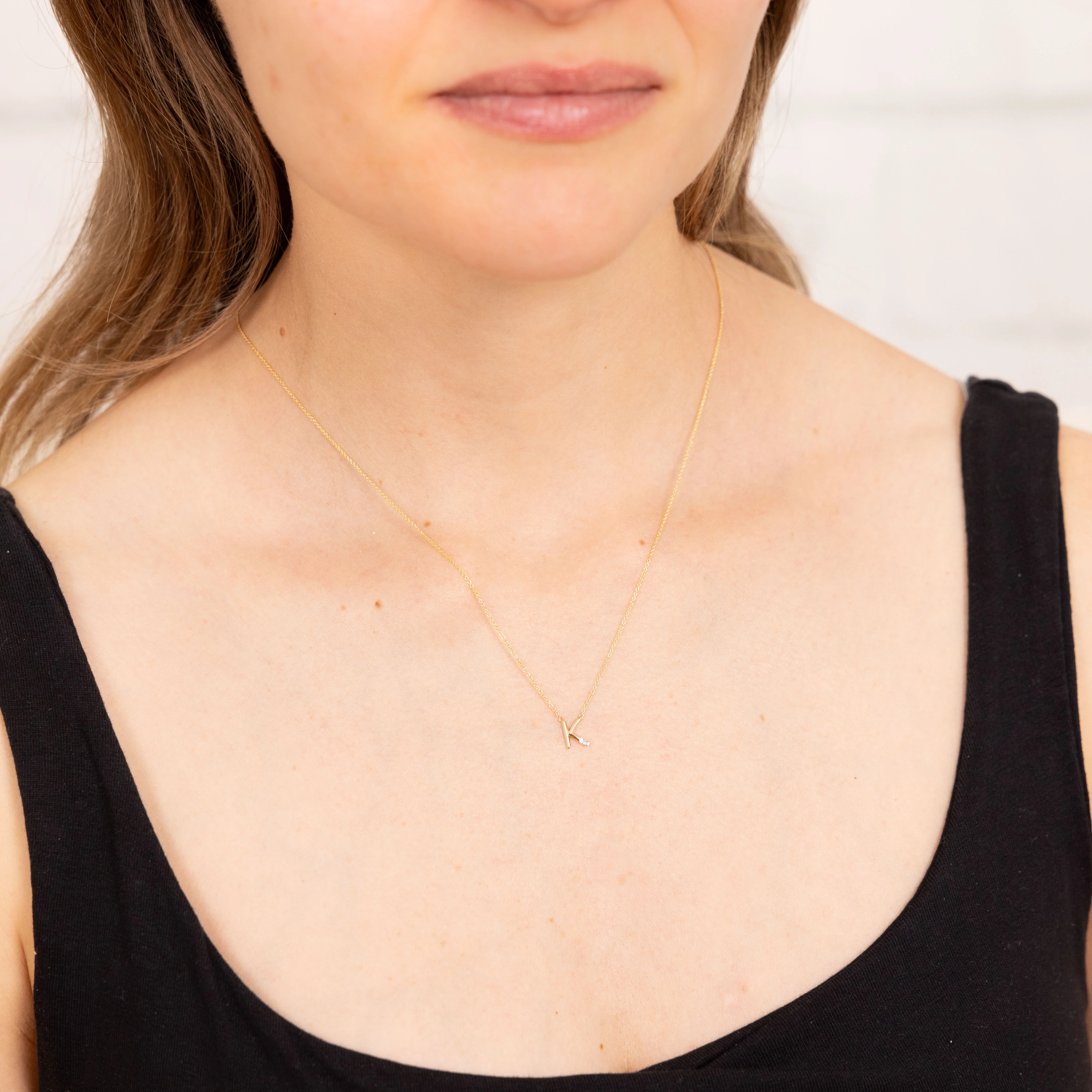 Initial K Diamond Pendant in 9ct Yellow Gold - Image 2