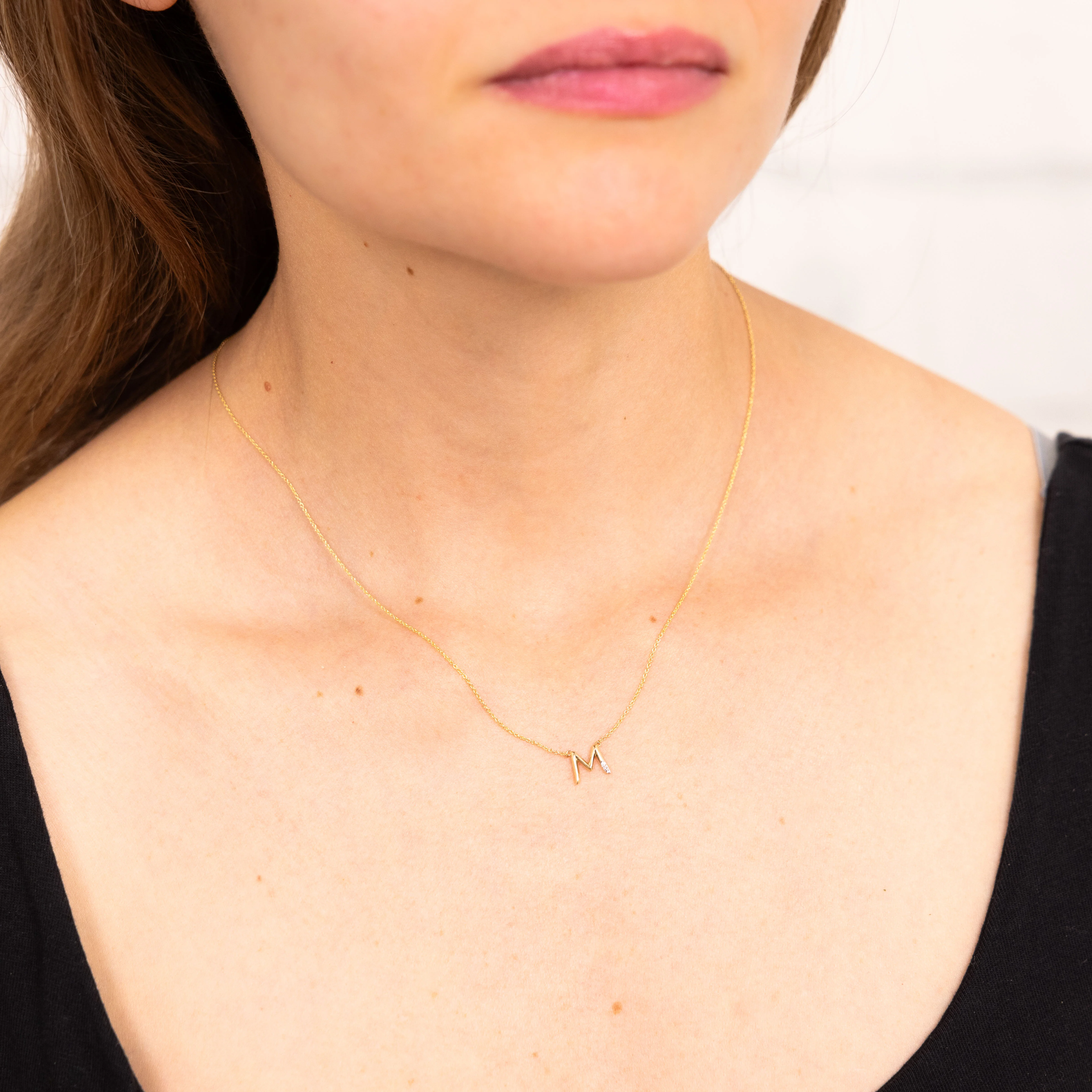 Initial M Diamond Pendant in 9ct Yellow Gold - Image 2