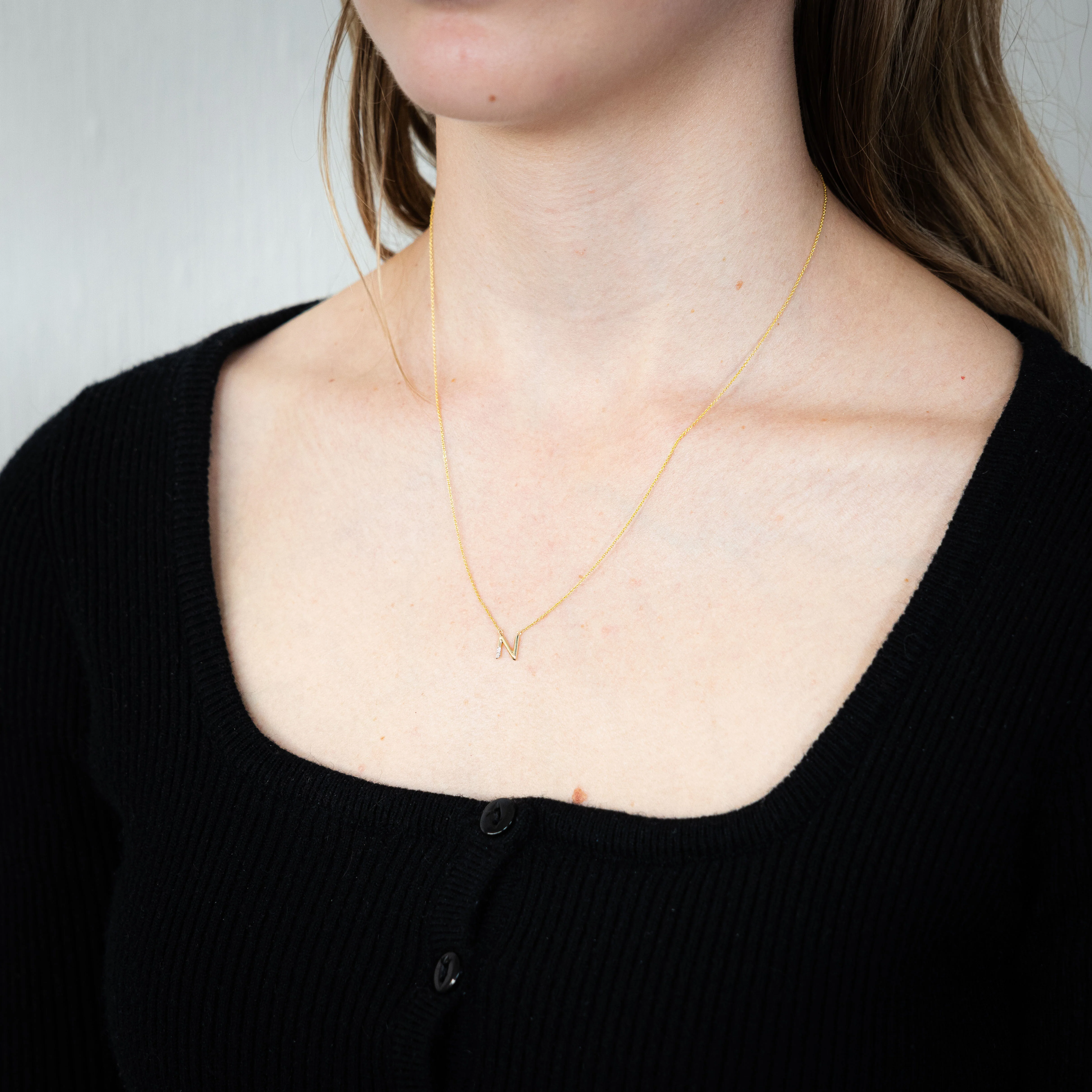 Initial N Diamond Pendant in 9ct Yellow Gold - Image 2