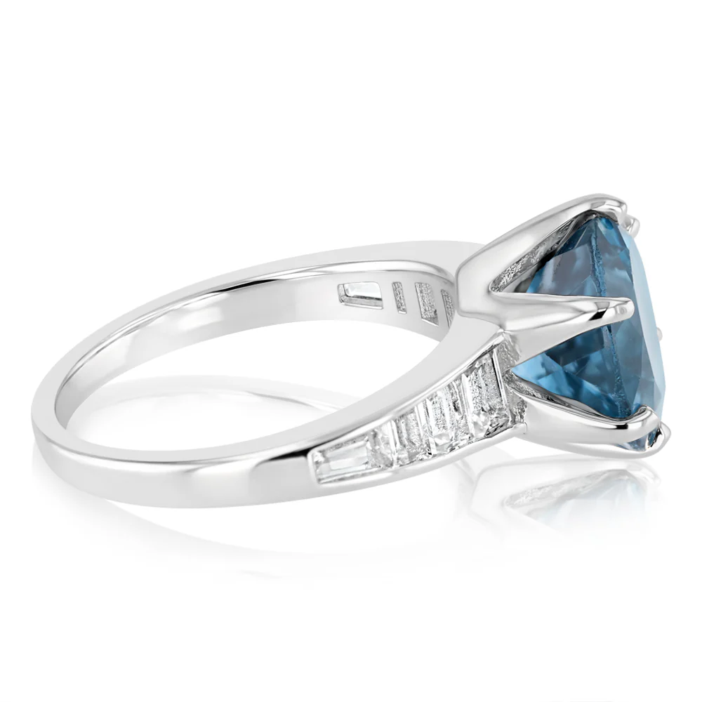 London Blue and White Topaz Ring in Sterling Silver - Image 2