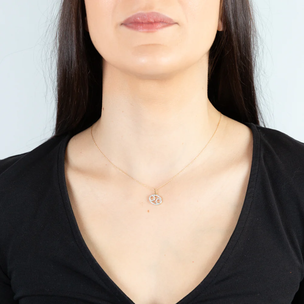 Luminesce Lab Diamond 9ct Yellow Gold Cancer 1/5 Carat Diamond Pendant With Chain - Image 2