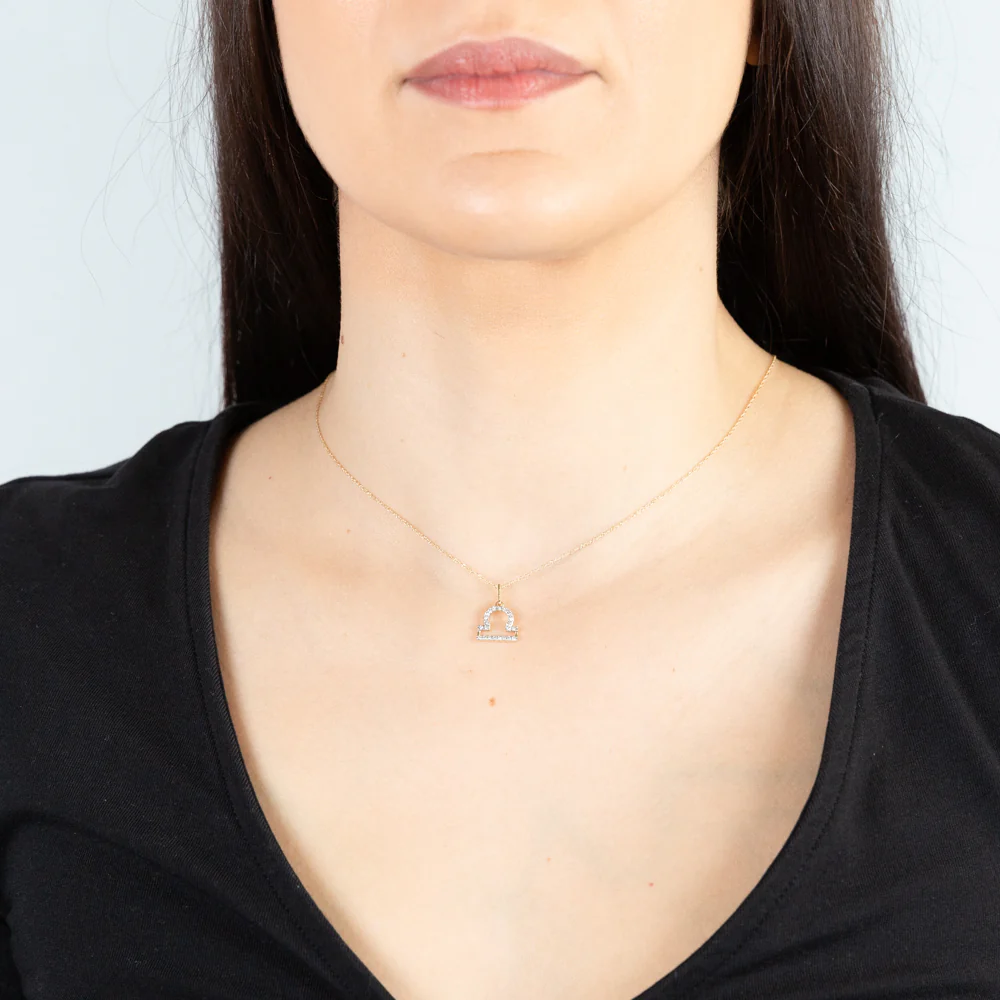 Luminesce Lab Diamond 9ct Yellow Gold Libra 1/10 Carat Diamond Pendant With Chain - Image 2