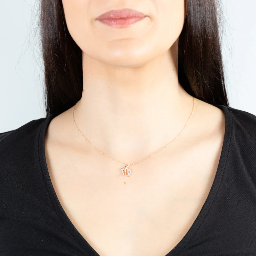 Luminesce Lab Diamond 9ct Yellow Gold Virgo Sign 1/6 Carat Diamond Pendant With Chain - Image 2