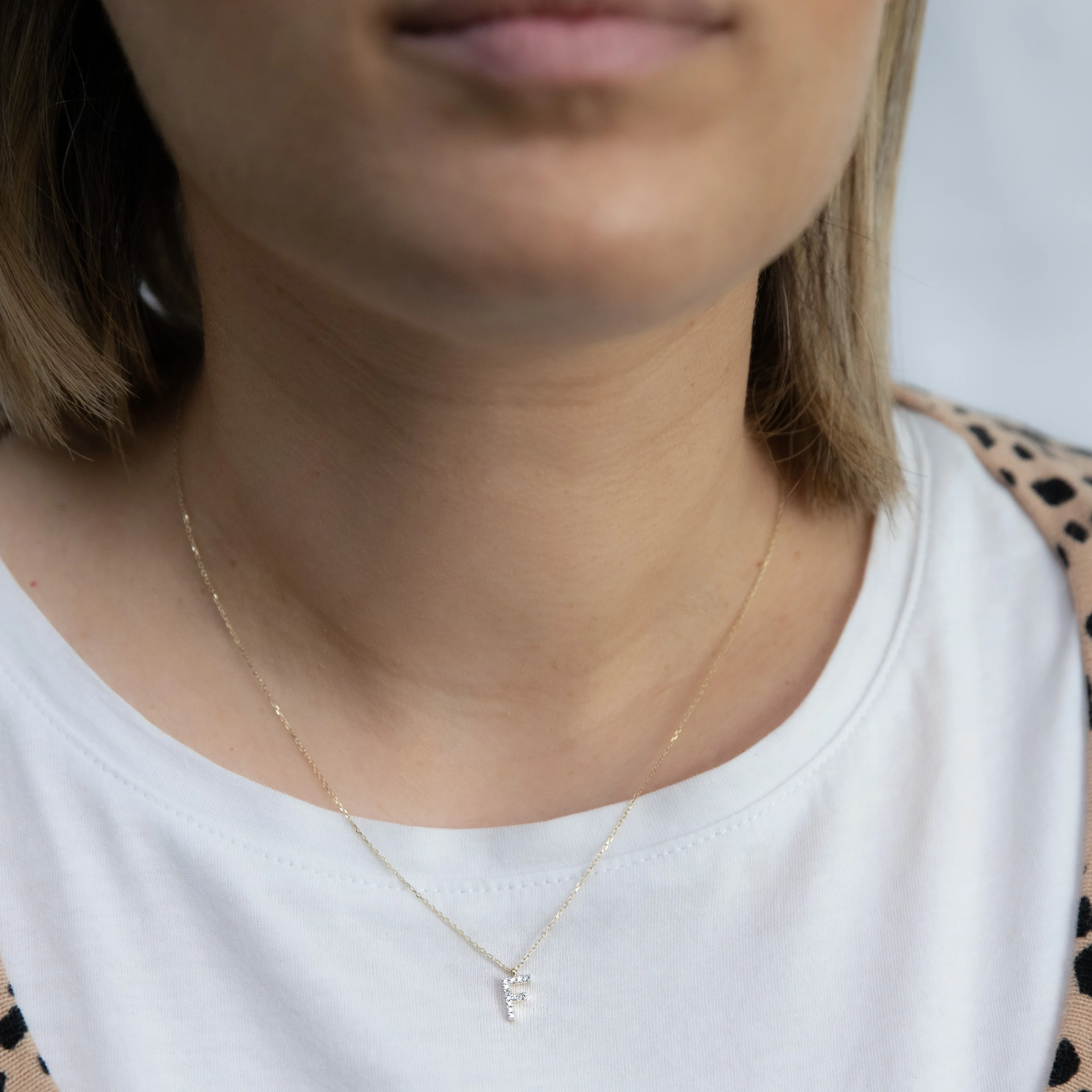 Luminesce Lab Diamond F Initial Pendant in 9ct Yellow Gold with Adjustable 45cm Chain - Image 2