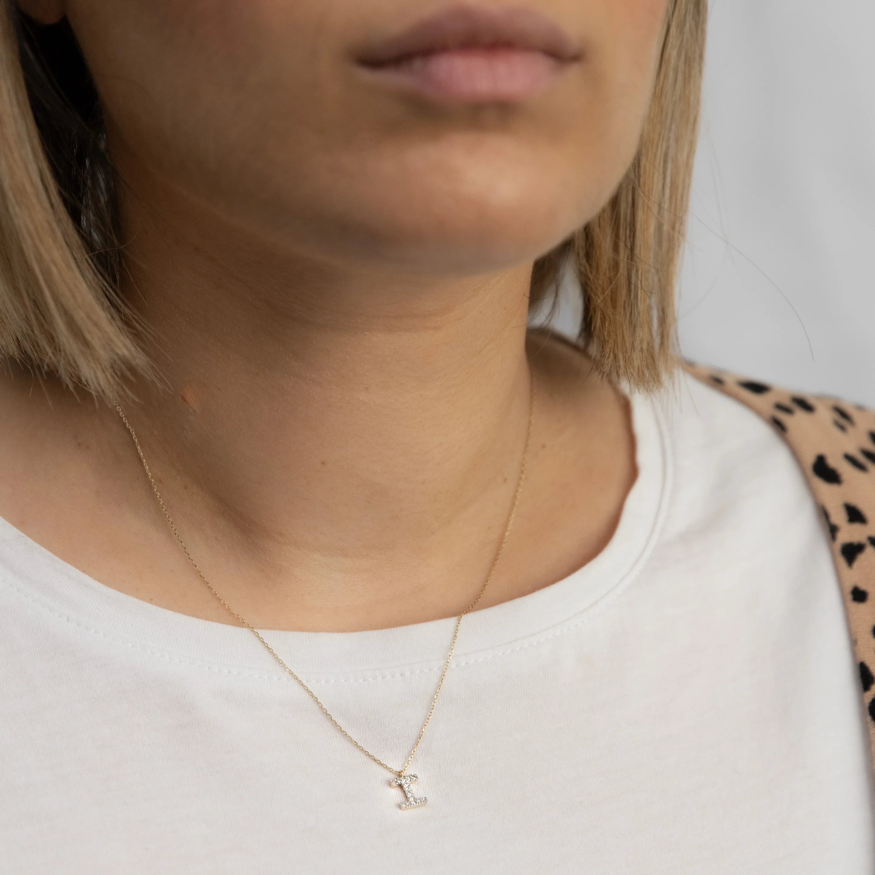 Luminesce Lab Diamond I Initial Pendant in 9ct Yellow Gold with Adjustable 45cm Chain - Image 2