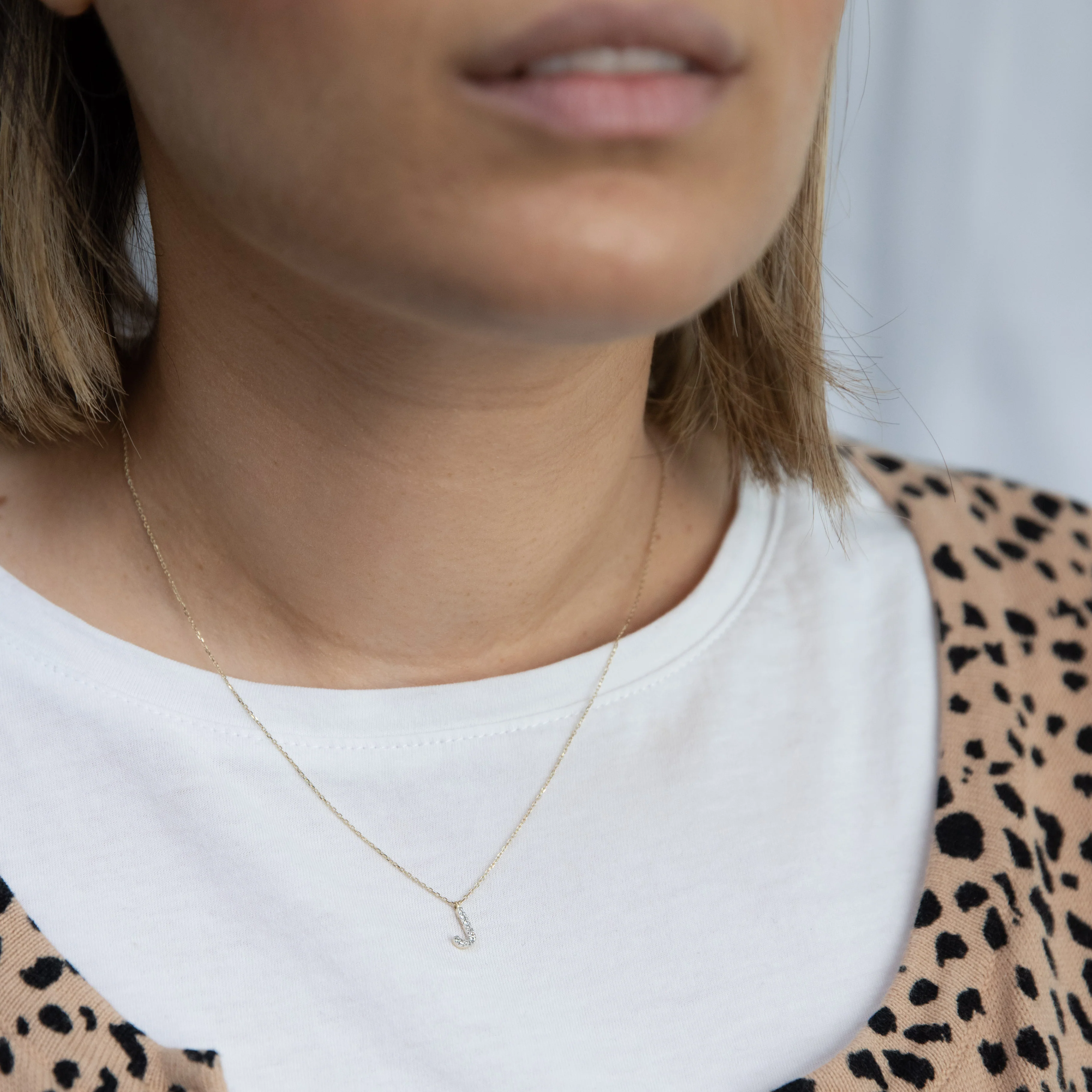 Luminesce Lab Diamond J Initial Pendant in 9ct Yellow Gold on Adjustable 45cm Chain - Image 2