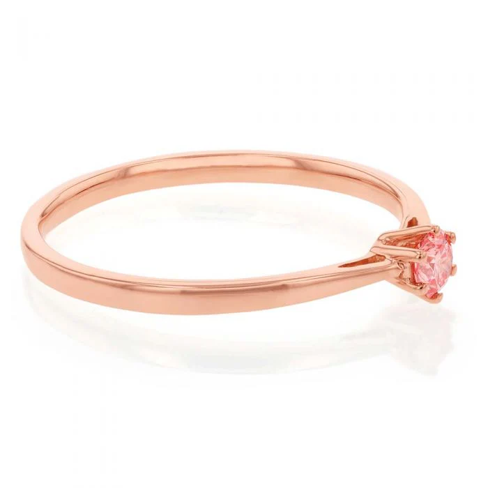 Luminesce Lab Grown 0.15 Carat Pink Diamond Ring set in 9ct Rose Gold 6 Claw Setting - Image 2
