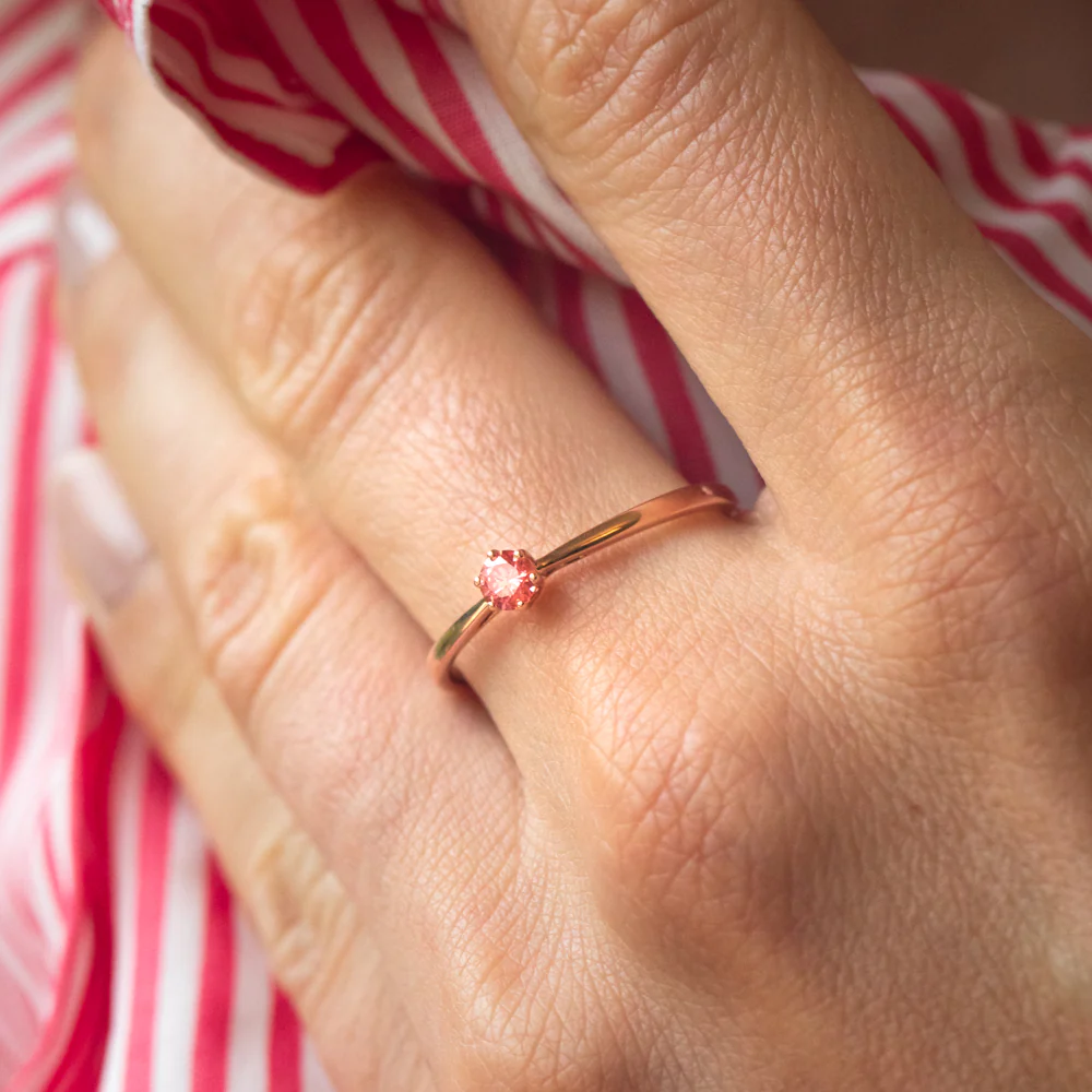 Luminesce Lab Grown 0.15 Carat Pink Diamond Ring set in 9ct Rose Gold 6 Claw Setting - Image 3