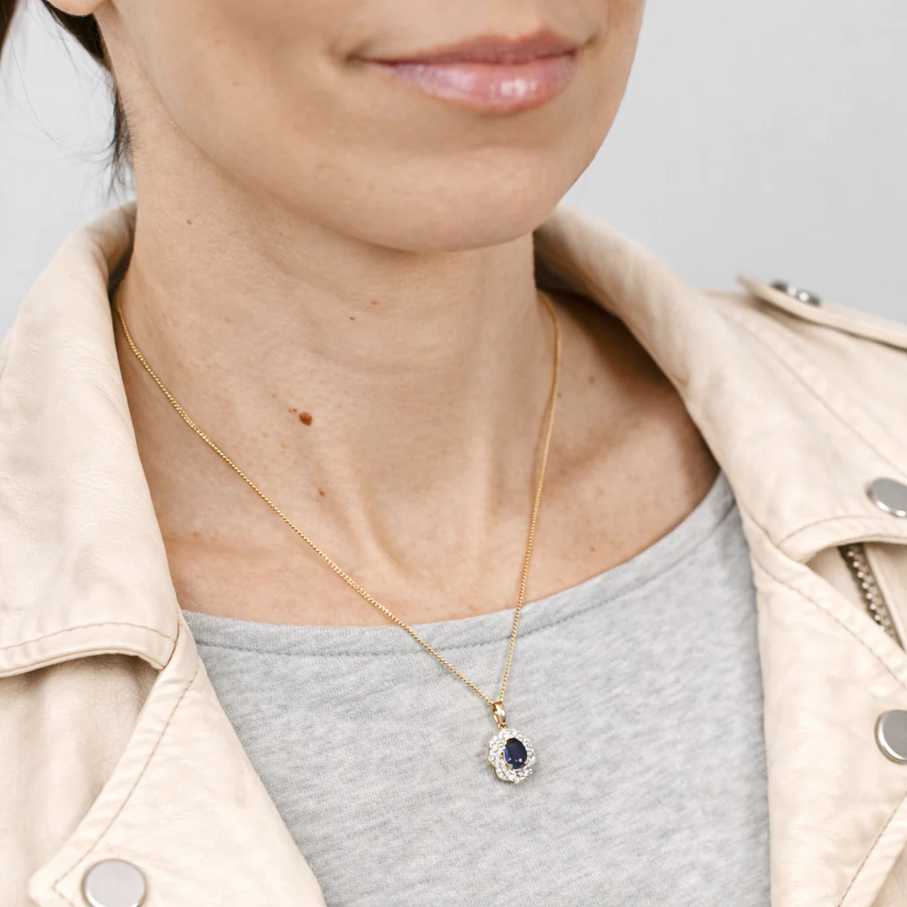 Luminesce Lab Grown 0.18 Carat Diamond and Created Ruby Cross Pendant on 45cm Chain in Gold Plated Sterling Silver - Image 2