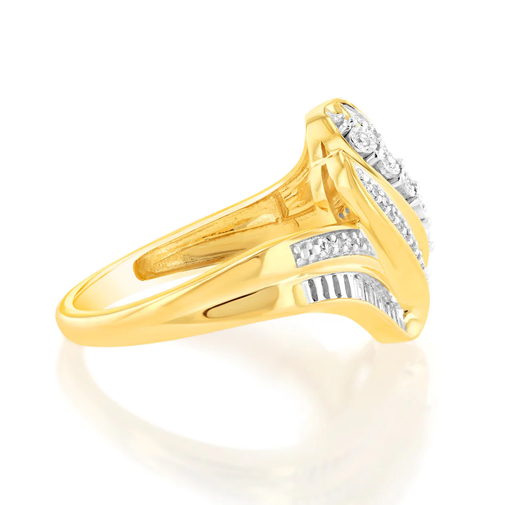 Luminesce Lab Grown 0.20Ct Diamond Wave Ring In 9ct Yellow Gold - Image 2