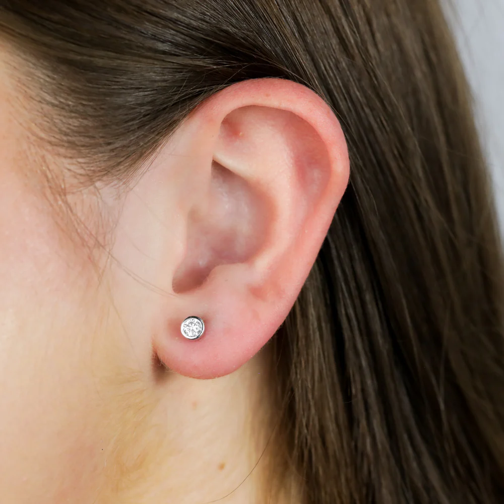 Luminesce Lab Grown 0.30 Carat Sterling Silver Bezel Diamond Studs - Image 2