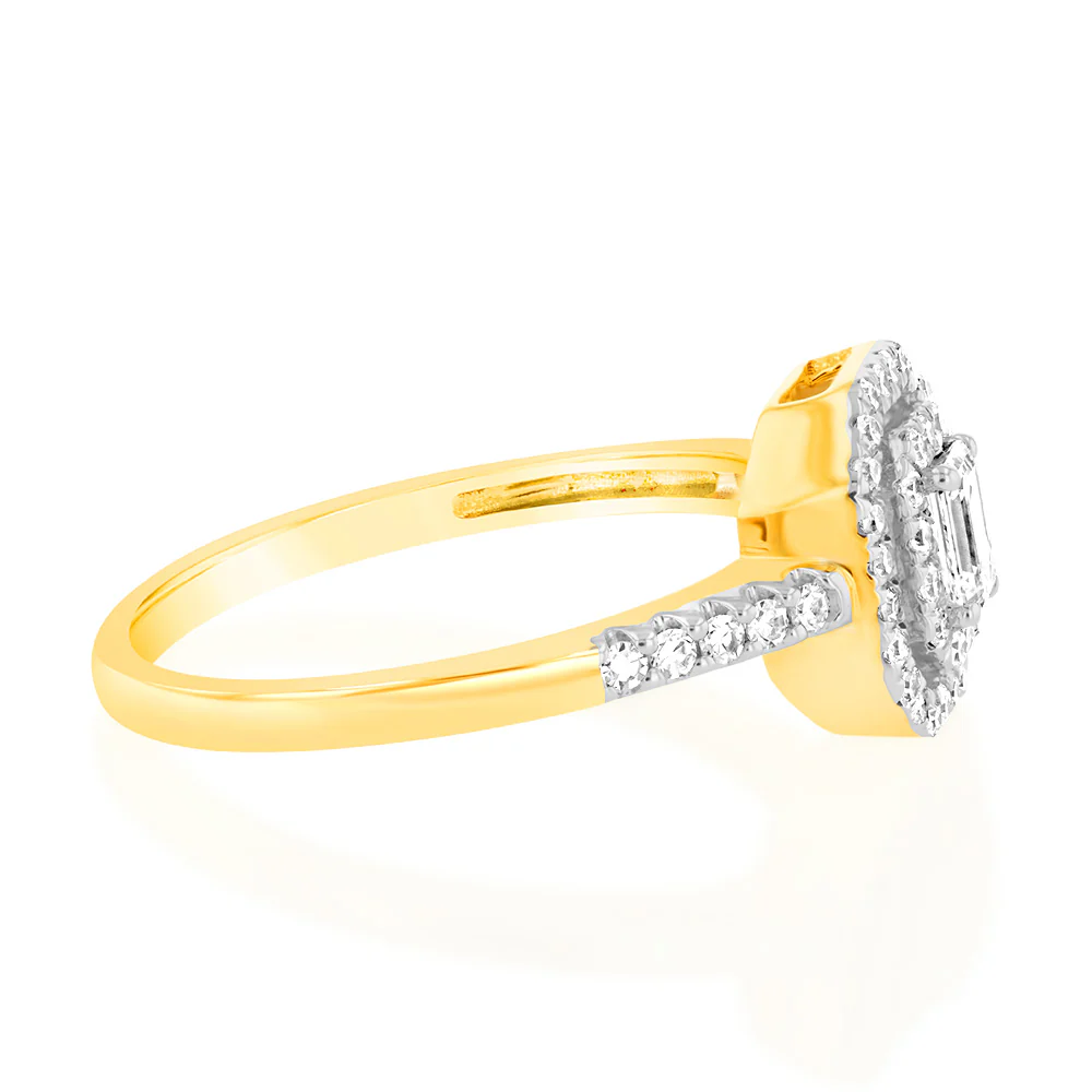 Luminesce Lab Grown 0.35 Carat Diamond Emerald Shaped Ring in 9ct Yellow Gold - Image 2