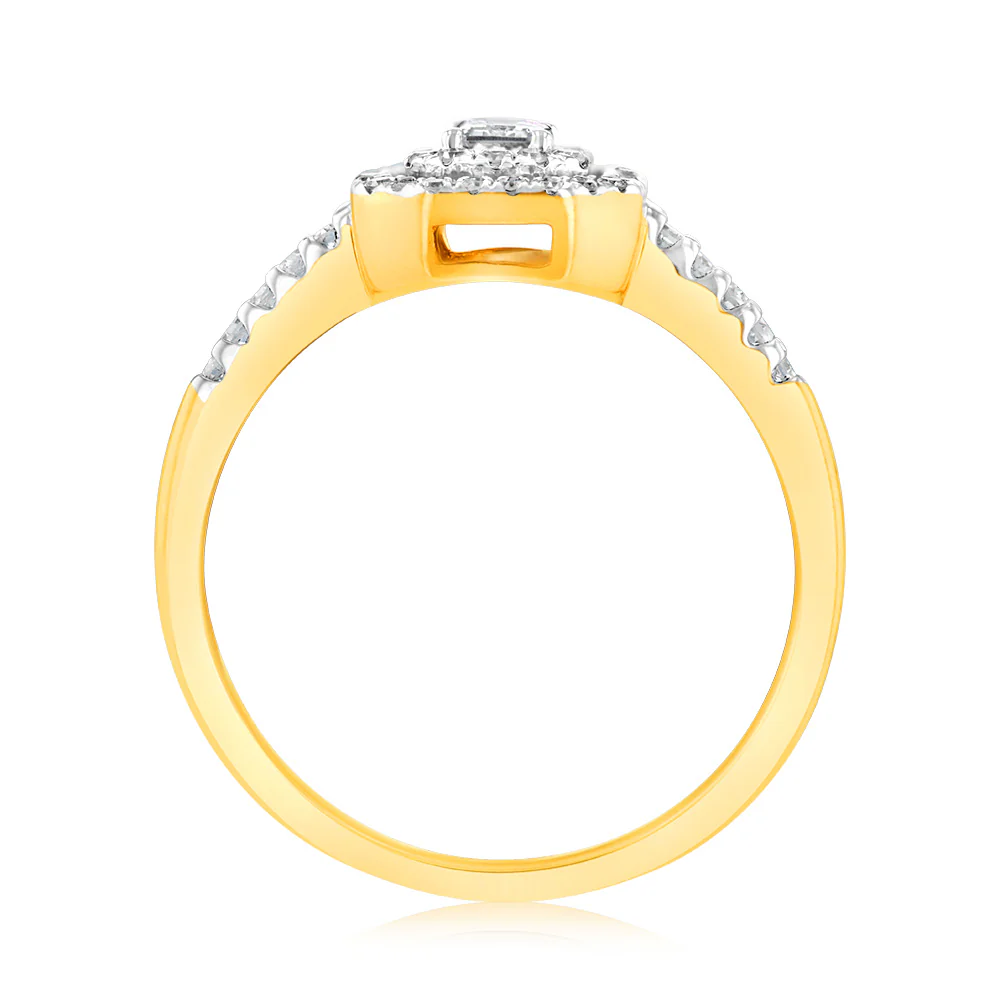 Luminesce Lab Grown 0.35 Carat Diamond Emerald Shaped Ring in 9ct Yellow Gold - Image 4