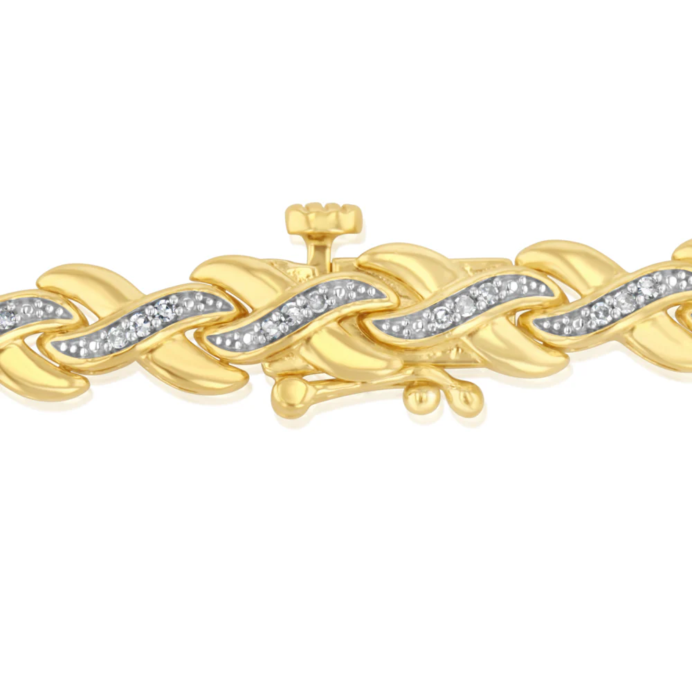 Luminesce Lab Grown 0.40 Carat Tennis Diamond Bracelet in Gold Plated Silver 17.5CM - Image 4