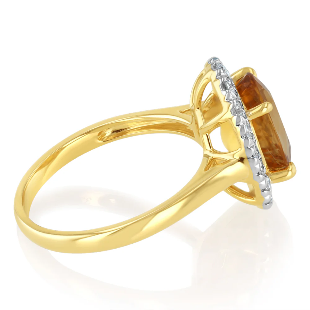 Luminesce Lab Grown 0.49 Carat Diamond and Natural Citrine Dress Ring in 9ct Yellow Gold - Image 2