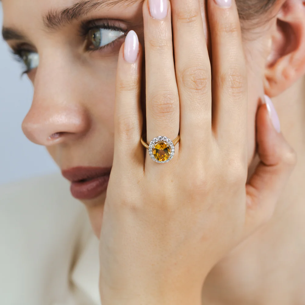 Luminesce Lab Grown 0.49 Carat Diamond and Natural Citrine Dress Ring in 9ct Yellow Gold - Image 3