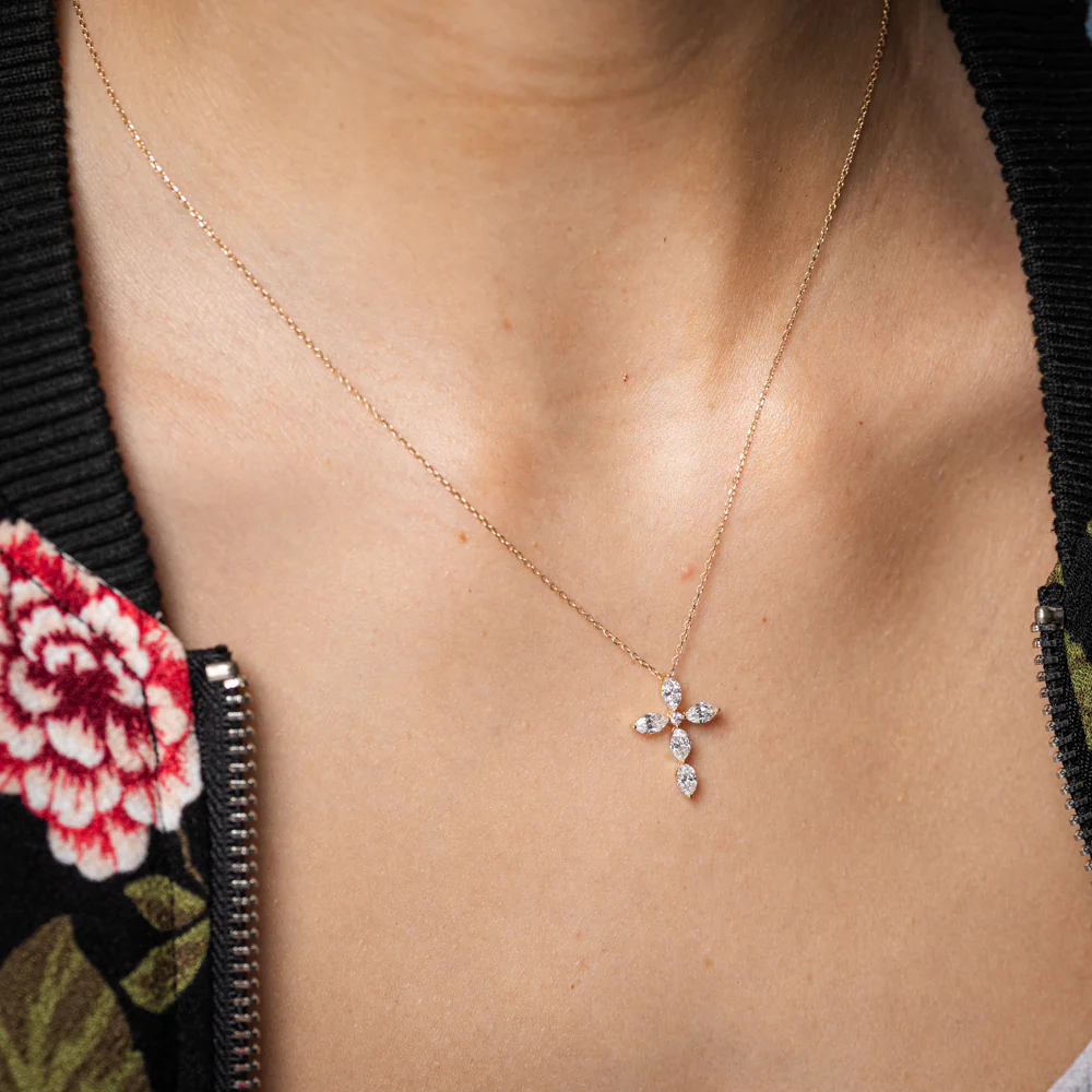 Luminesce Lab Grown 0.60 Carat Diamond Cross Pendant on 45cm Chain in 9ct Yellow Gold - Image 2