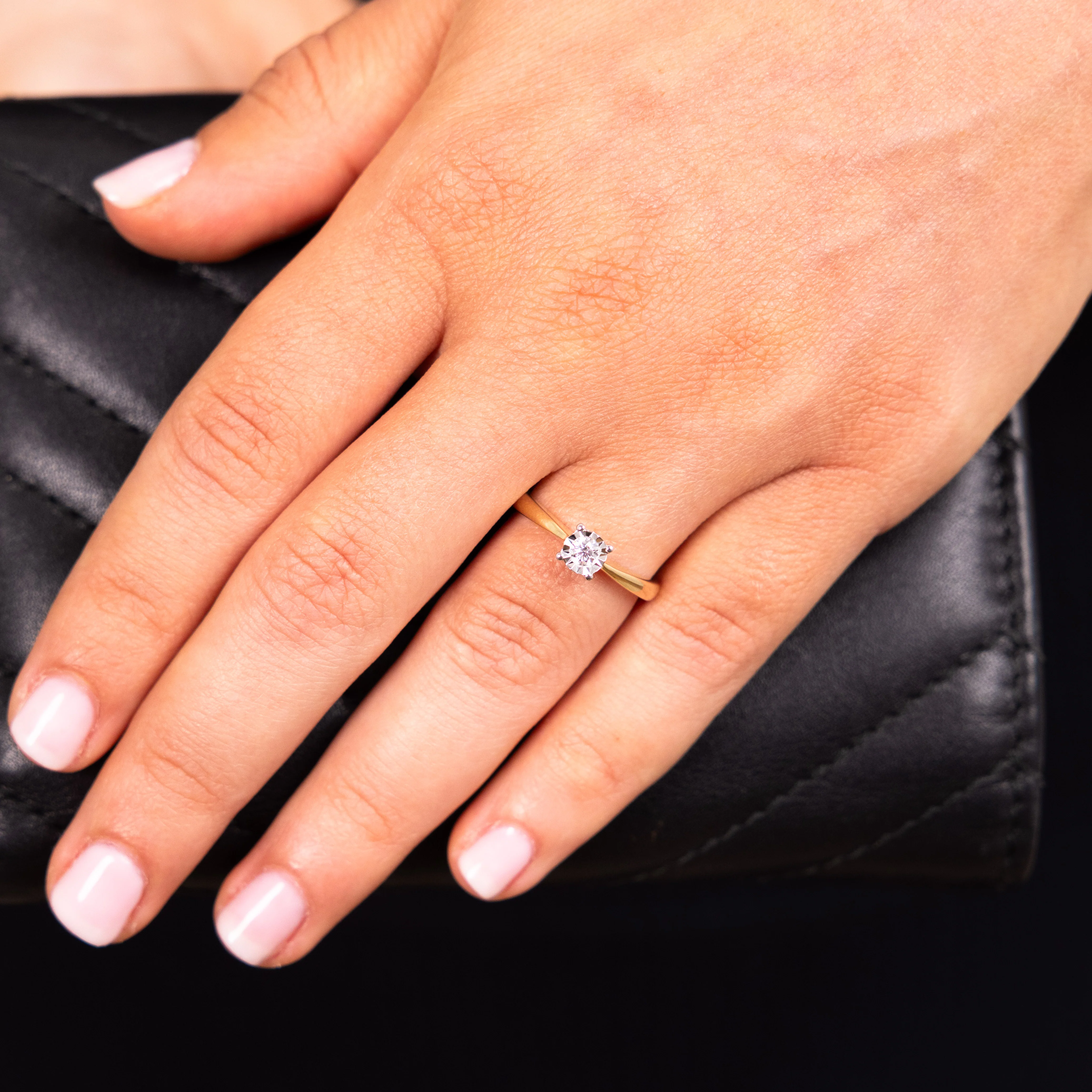 Luminesce Lab Grown 1/10 Carat Diamond 4 Claw Ring in 9ct Yellow Gold - Image 3