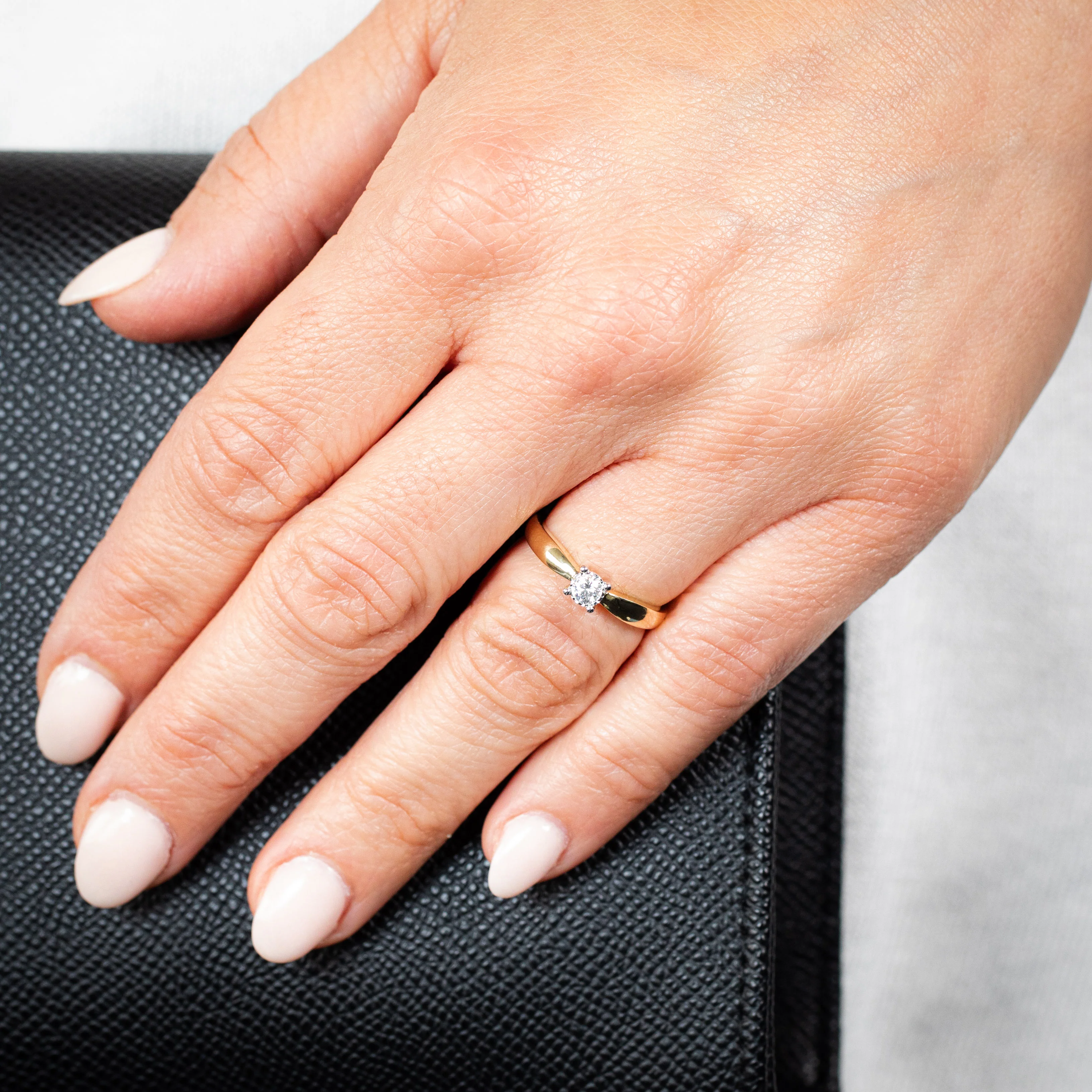 Luminesce Lab Grown 1/10 Carat Diamond 4 Claw Ring in 9ct Yellow Gold - Image 3