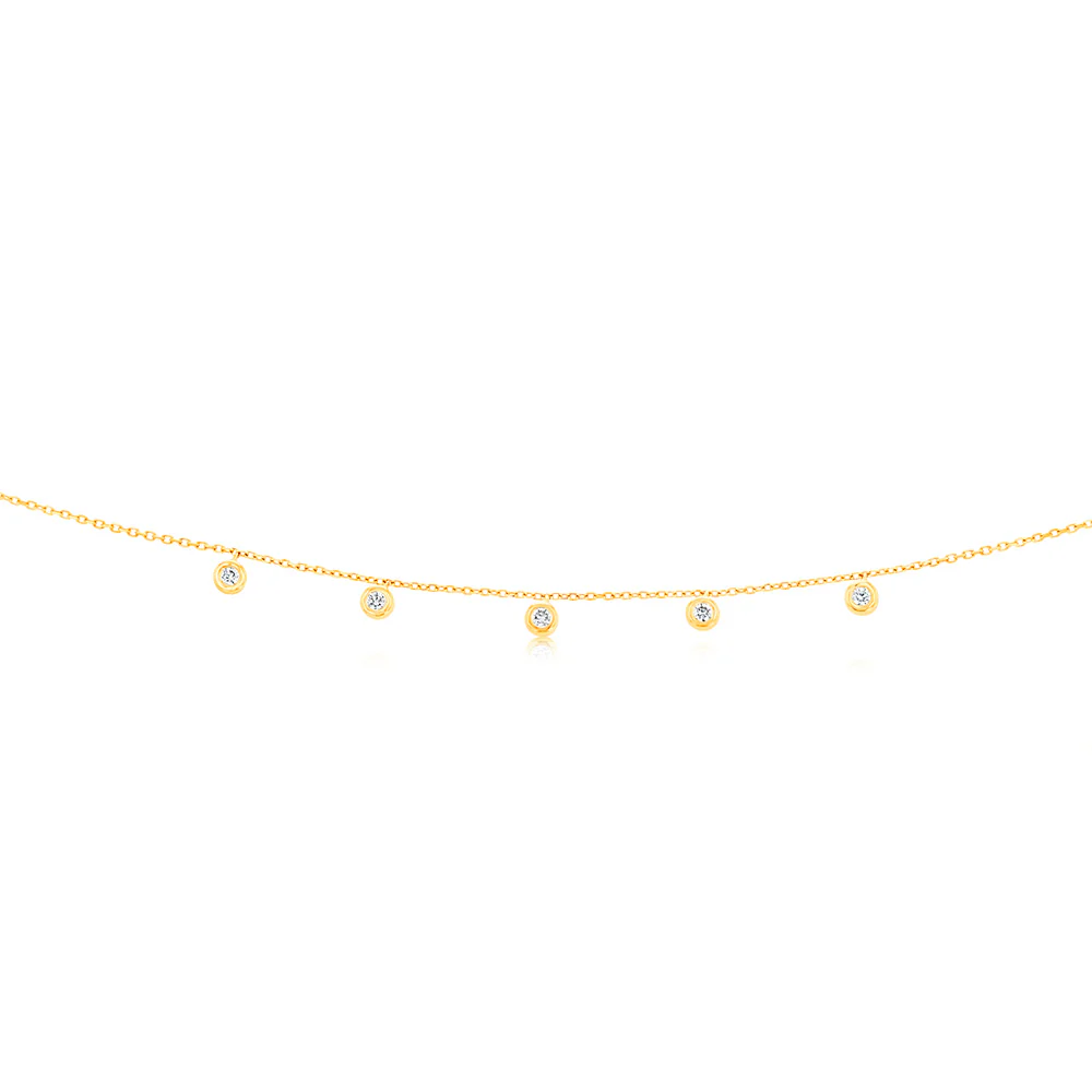 Luminesce Lab Grown 1/10 Carat Diamond Adjustable Chain Necklace in 9ct Yellow Gold - Image 2