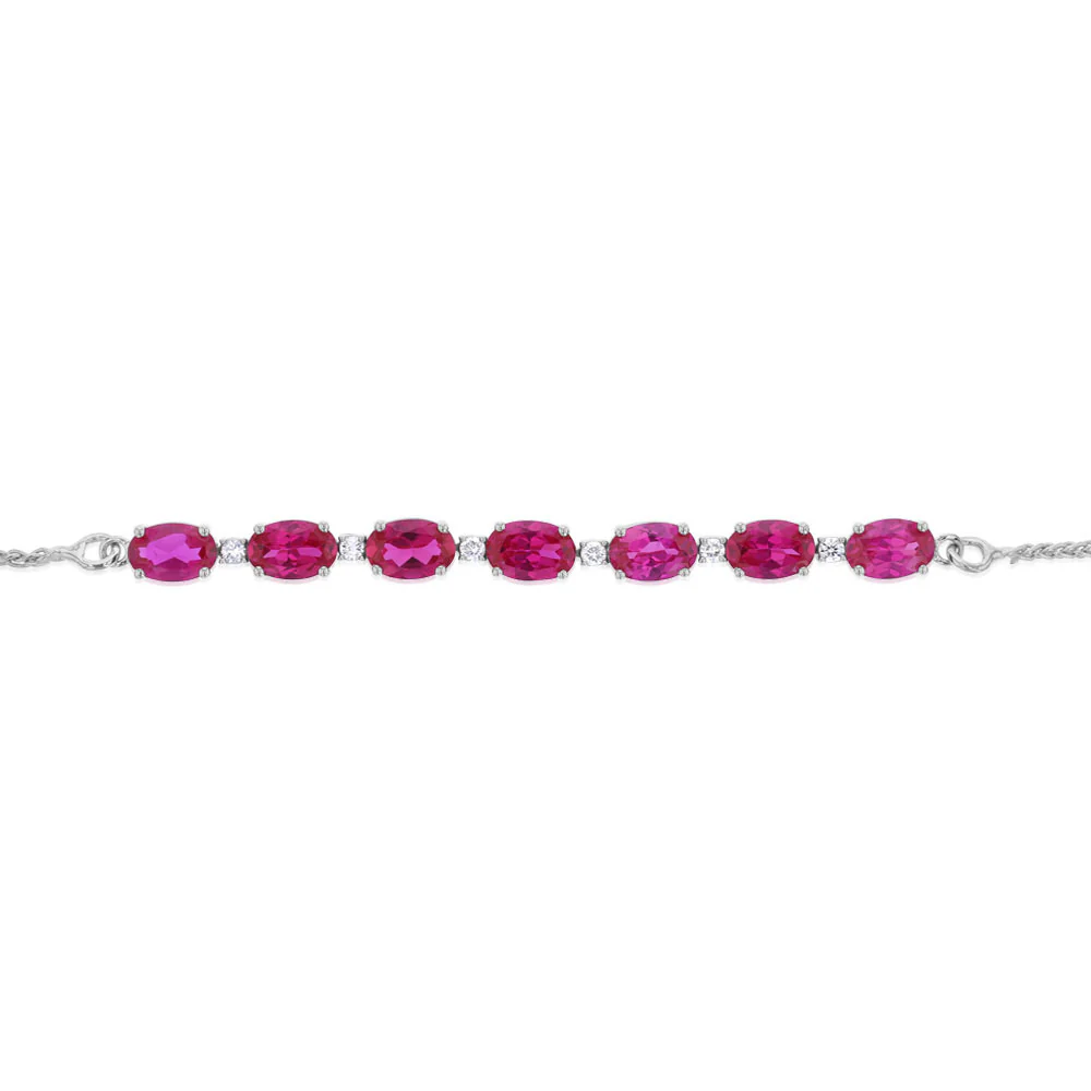 Luminesce Lab Grown 1/10 Carat Diamond and Created Ruby 24cm Bolo Bracelet in Sterling Silver - Image 2