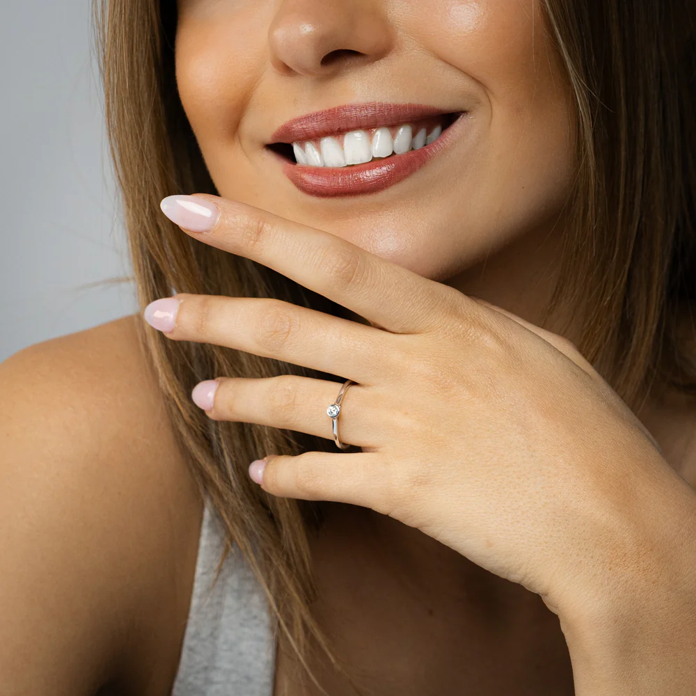 Luminesce Lab Grown 1/10 Carat Diamond Bezel Solitaire Ring in Sterling Silver - Image 3