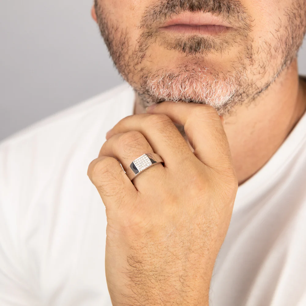 Luminesce Lab Grown 1/10 Carat Diamond Gents Ring in Sterling Silver - Image 3