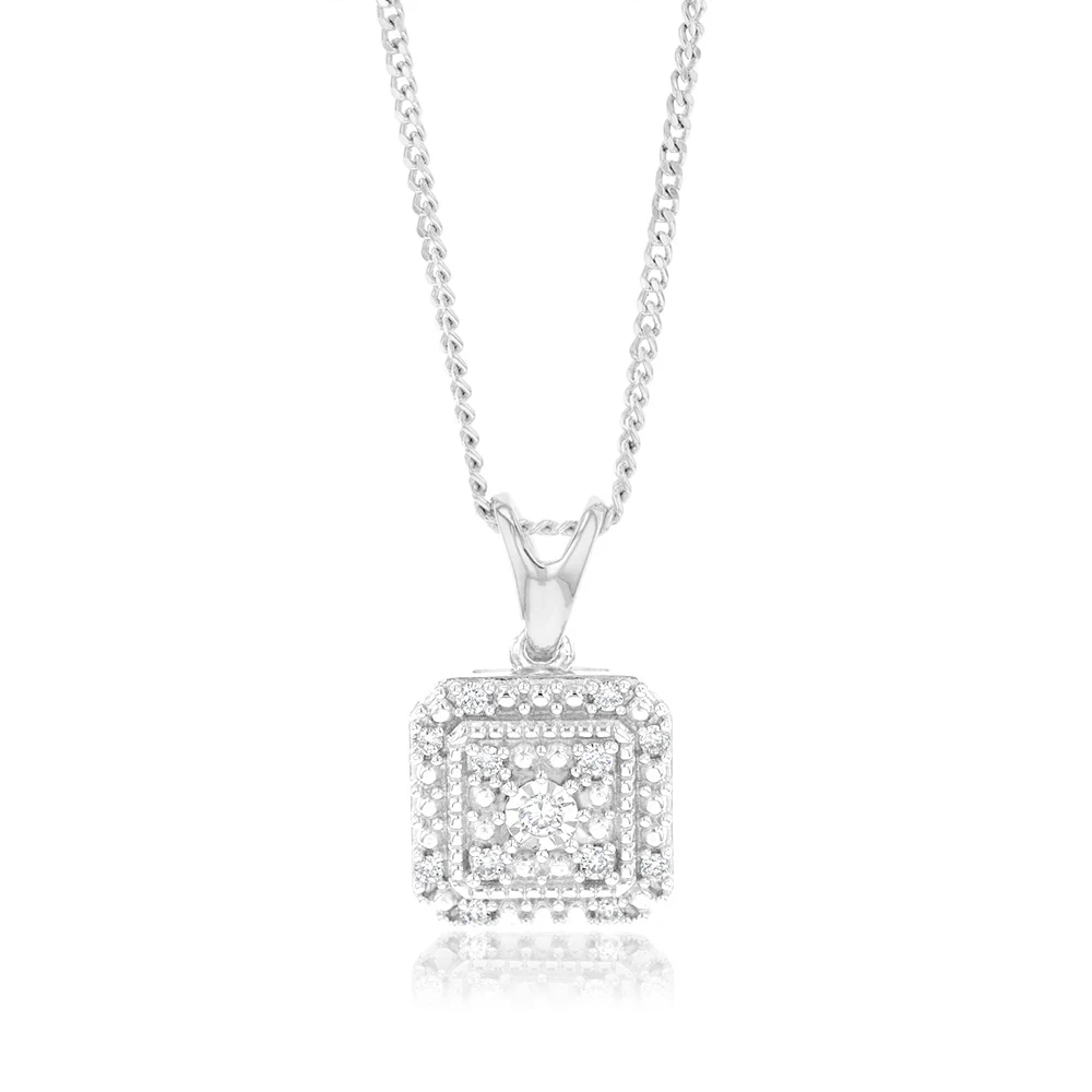 Luminesce Lab Grown 1/10 Carat Diamond Pendant & Stud Earrings Set in Sterling Silver - Image 2