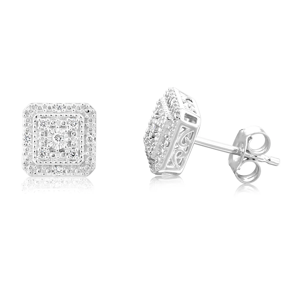 Luminesce Lab Grown 1/10 Carat Diamond Pendant & Stud Earrings Set in Sterling Silver - Image 3