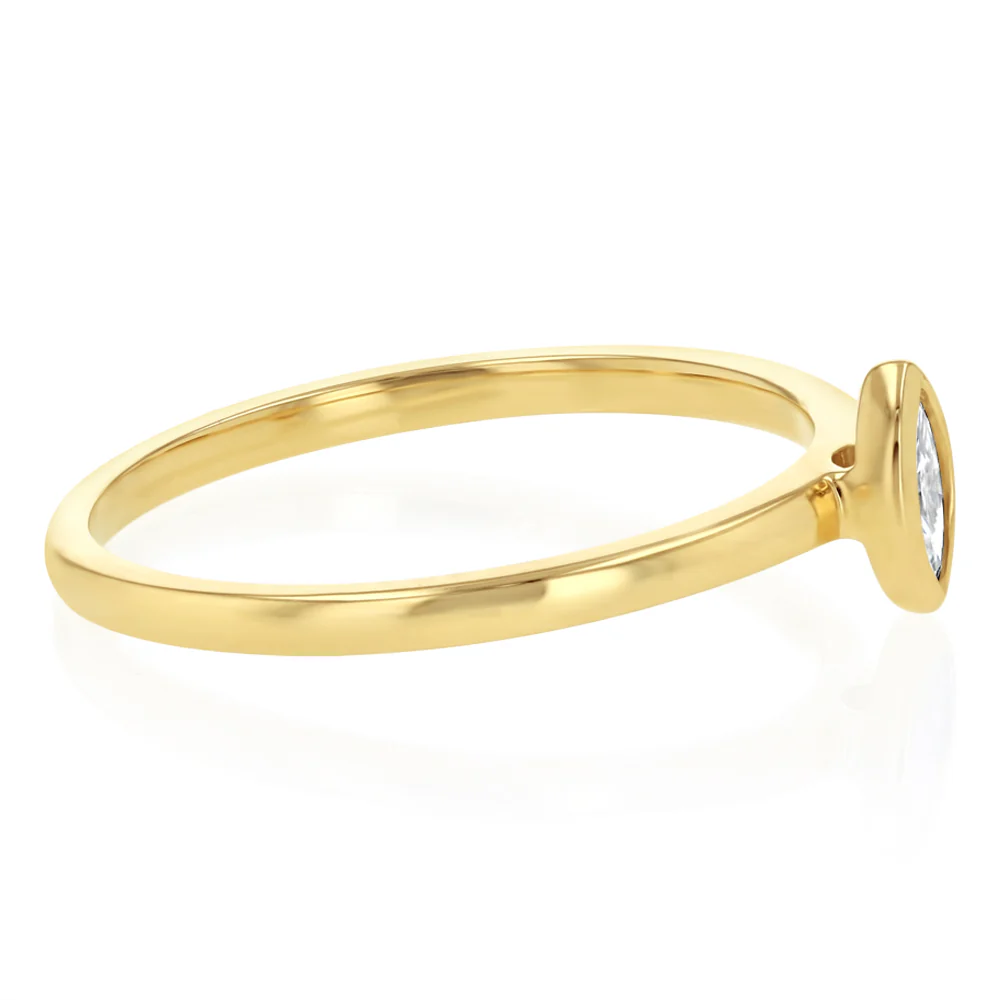 Luminesce Lab Grown 1/10 Carat Marquise Cut Bezel Solitaire Diamond Ring in 9ct Yellow Gold - Image 2