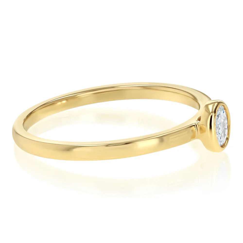 Luminesce Lab Grown 1/10 Carat Oval Cut Bezel Solitaire Diamond Ring in 9ct Yellow Gold - Image 2