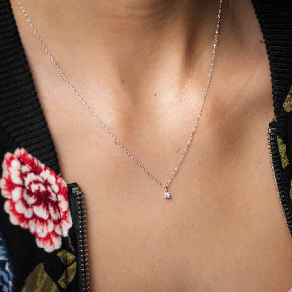 Luminesce Lab Grown 1/10 Carat Solitaire Diamond Pendant on 45cm Chain in Sterling Silver - Image 2