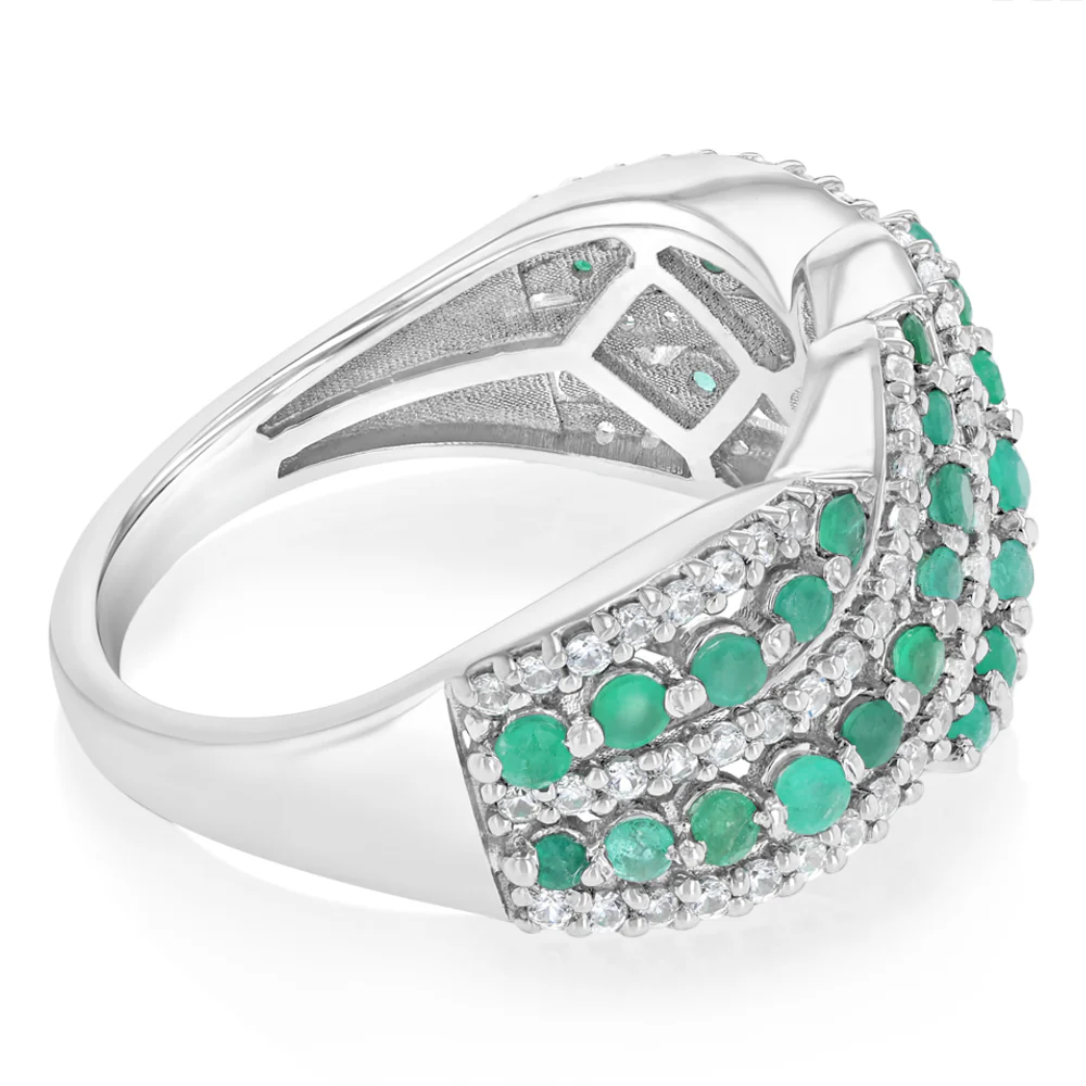 Luminesce Lab Grown 1.15 Carat Diamond and Created Emerald Ring in Sterling Silver - Image 2