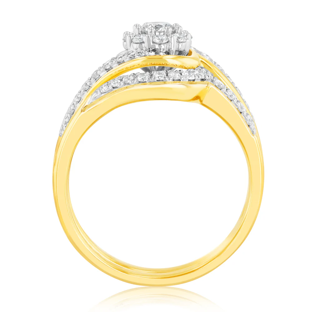 Luminesce Lab Grown 1/2 Carat Bridal Set Diamond Ring in 9ct Yellow Gold - Image 3