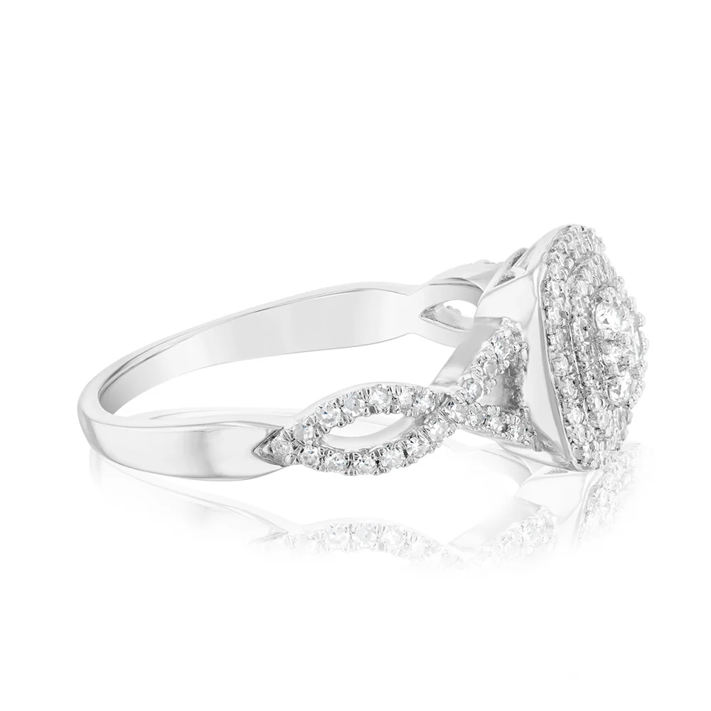 Luminesce Lab Grown 1/2 Carat Cushion Shaped Ring in Sterling Silver - Image 2