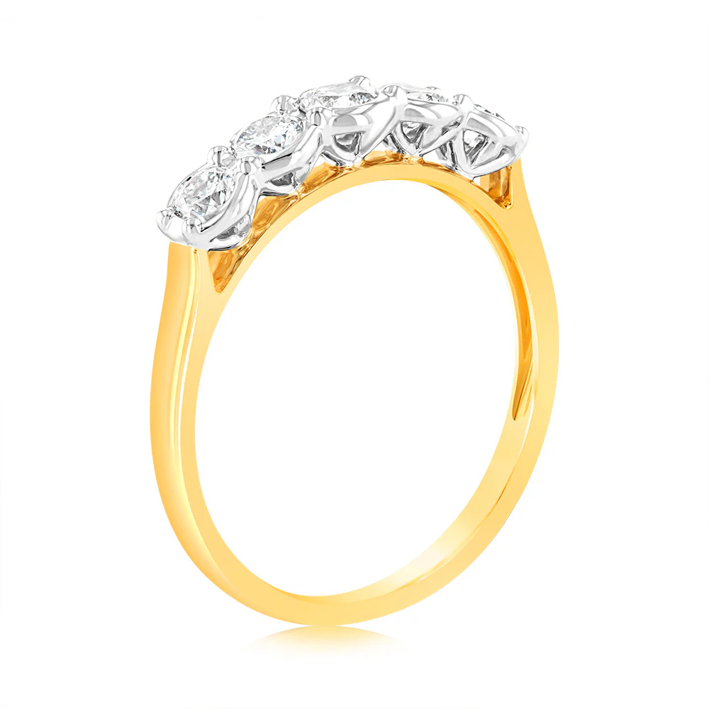 Luminesce Lab Grown  1/2 Carat Diamond 5-Stone Ring in 9ct Yellow Gold - Image 3