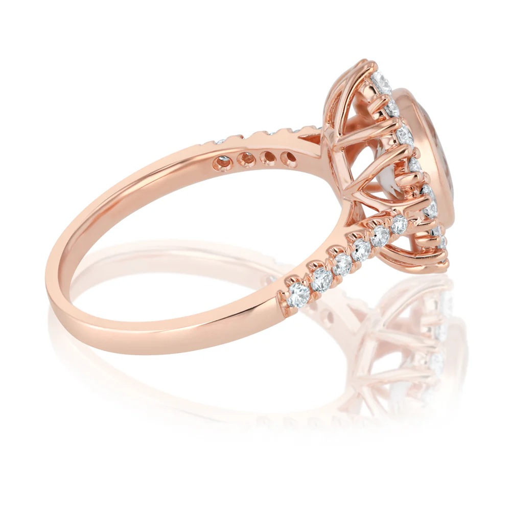 Luminesce Lab Grown 1/2 Carat Diamond and Morganite Dress Ring in 9ct Rose Gold - Image 2