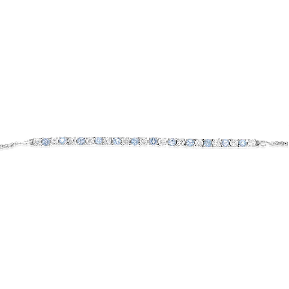 Luminesce Lab Grown 1/2 Carat Diamond and Natural Blue Topaz Bolo Bracelet in Sterling Silver - Image 2