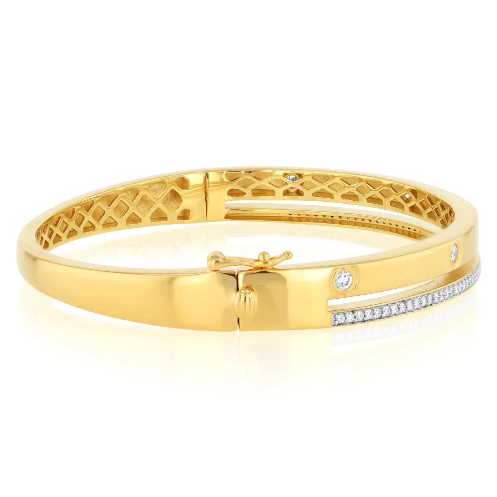 Luminesce Lab Grown 1/2 Carat Diamond Bangle in Gold Plated Silver - Image 2