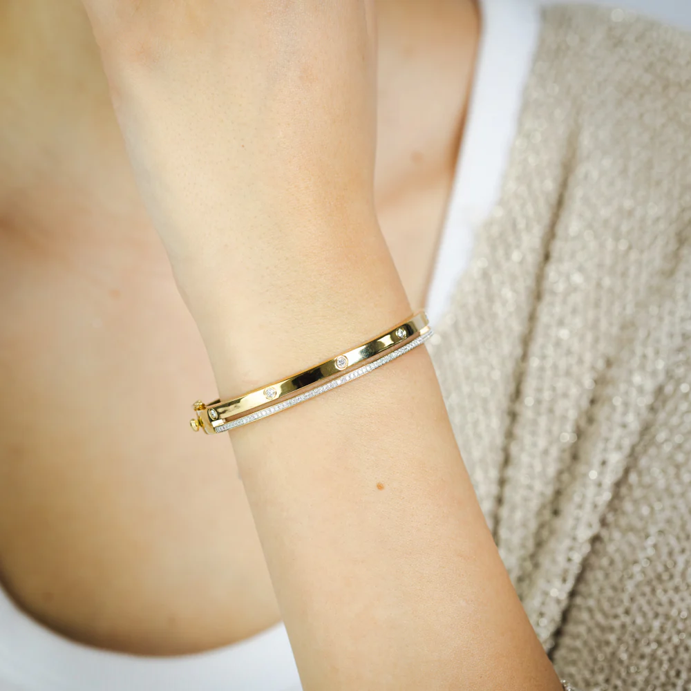 Luminesce Lab Grown 1/2 Carat Diamond Bangle in Gold Plated Silver - Image 3