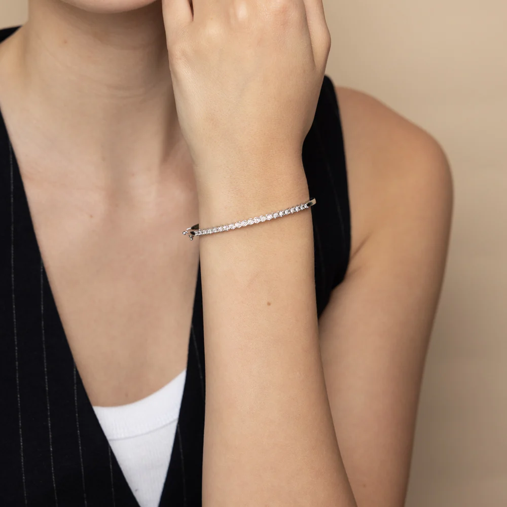 Luminesce Lab Grown 1/2 Carat Diamond Bangle in Sterling Silver - Image 2