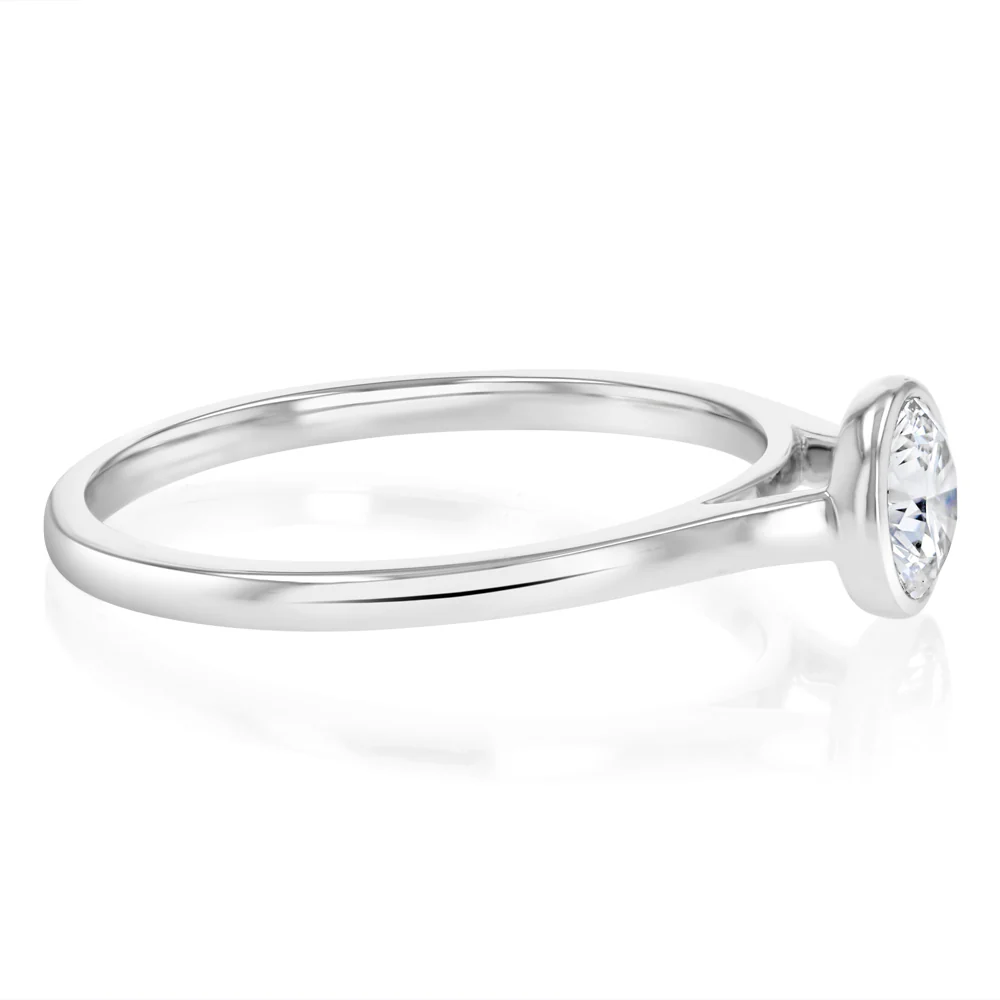 Luminesce Lab Grown 1/2 Carat Diamond Bezel Solitaire Ring in Sterling Silver - Image 2
