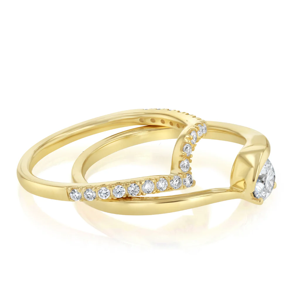 Luminesce Lab Grown 1/2 Carat Diamond Bridal Set Ring in 9ct Yellow Gold - Image 2